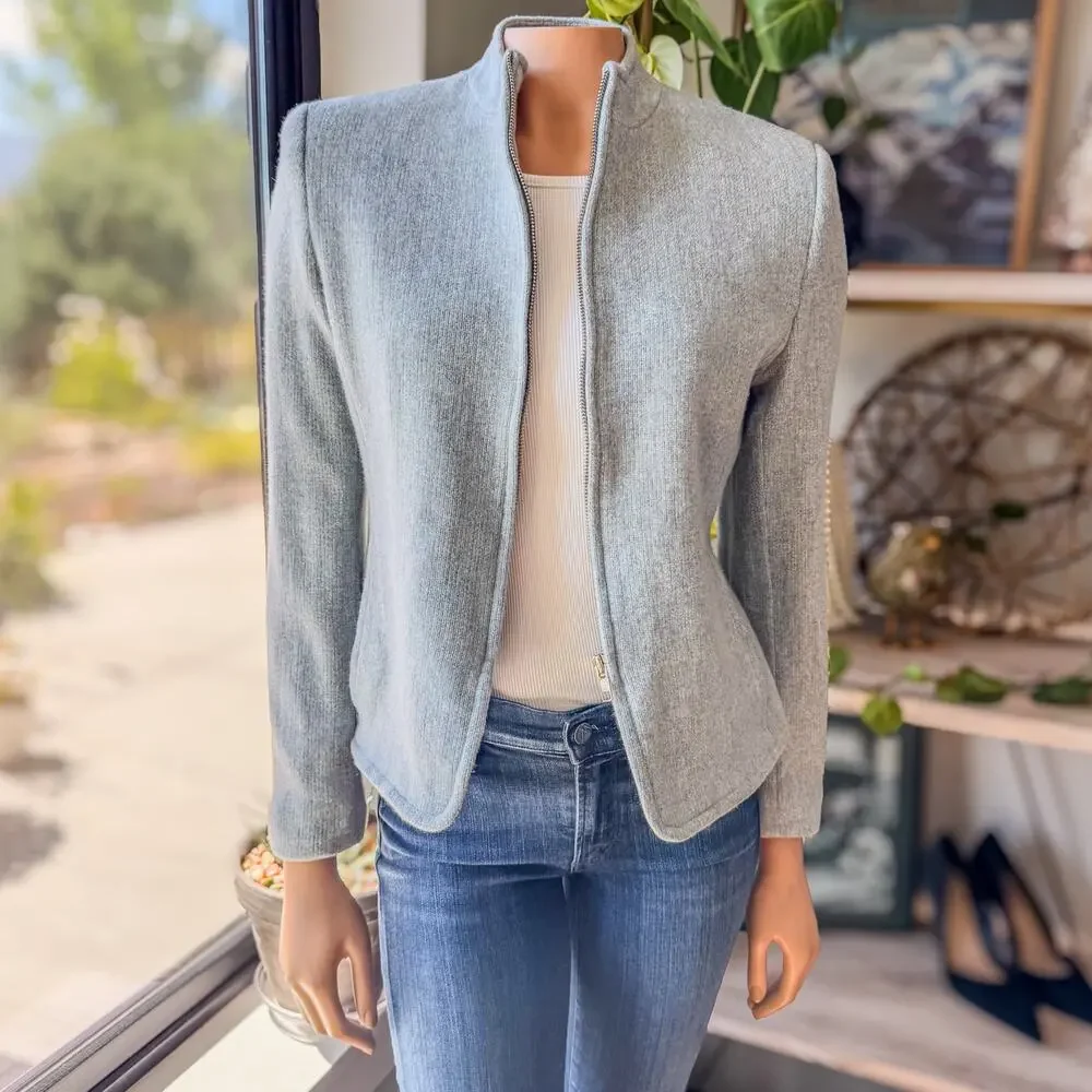 Jones New York Women's Light Gray Zip-Up Jacket - Picture 8 of 12